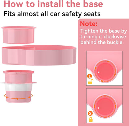 [2 Packs] Kids Car Seat Tray, Travel Tray with Cup Holder for Toddler Baby, Kids Car Seat Food Snack Organizer for Road Trip, Stroller snack, travel must haves - Pink