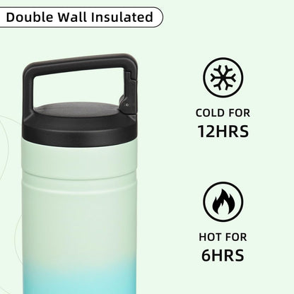 BJPKPK Insulated Water Bottle with 2 Lids,20 oz Double Wall Stainless Steel Vacuum Tumbler Travel Coffee Mug,Wide Mouth Thermal Cup,Haze Blue