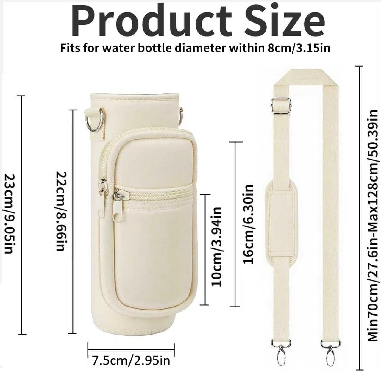 Water Bottle Holder with Strap, Insulated Crossbody Sling Bag, Carrier with Phone Pocket for Walking Hiking Camping Fishing