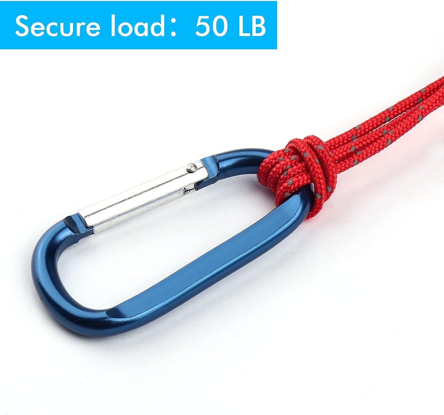 CampTek Carabiner Caribeaner Clip,3" Large Aluminum D Ring Shape Carabeaner with Keyring Keychain Hook