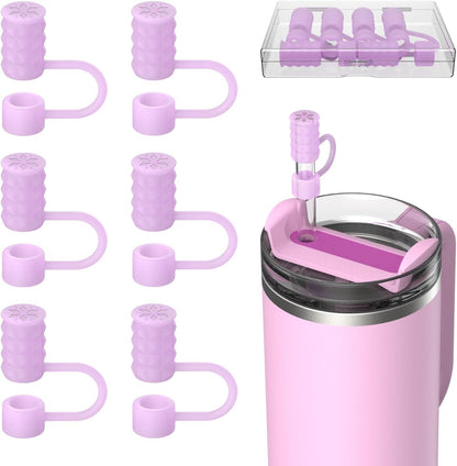 6 Pcs Straw Covers Caps, 0.4in/10mm Straw Toppers for Stanley Cup 30/40 oz, Starlight
