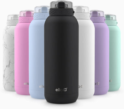 Ello Cooper 22oz Stainless Steel Water Bottle with Straw and Carry Handle, Double Walled and Vacuum Insulated Metal, Leak Proof Locking Lid with Soft Silicone Spout, Reusable, BPA Free, Lilac