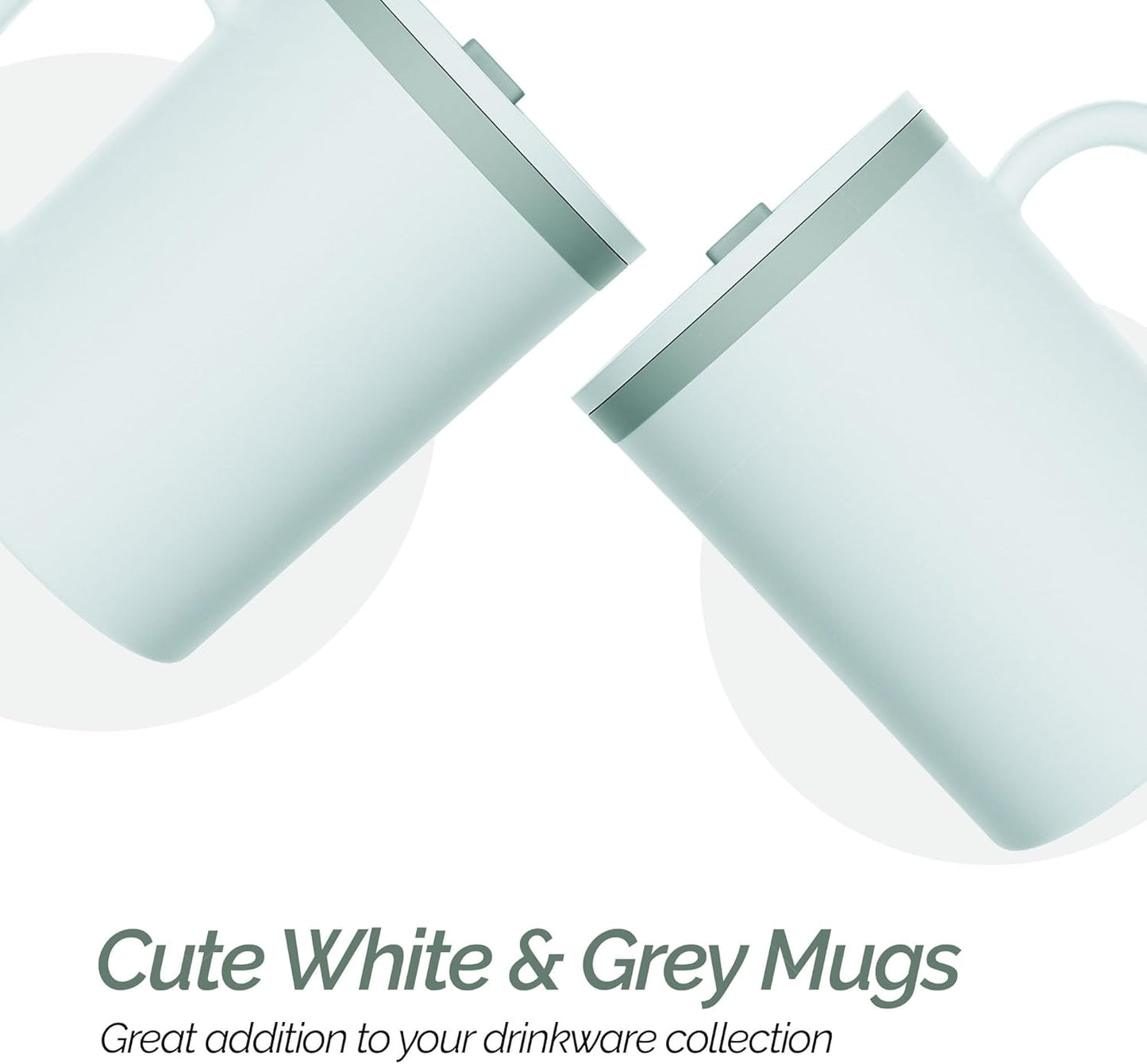 Copco Iconic 16oz Double Wall Insulated Desk Mug with Lid & Handle, Set of 2, BPA-Free Reusable Plastic, Spill-Resistant, Microwave & Dishwasher Safe, Wide Mouth (Grey)