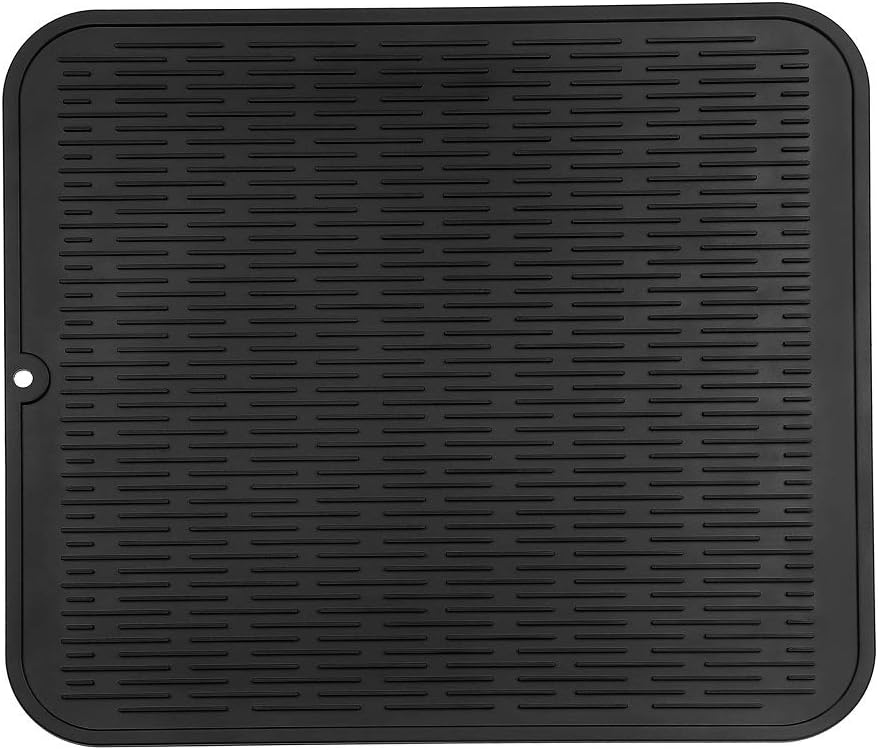 MicoYang Silicone Dish Drying Mat for Multiple Usage,Easy clean,Eco-friendly,Heat-resistant Silicone Mat for Kitchen Counter,Sink,Bar,Bottle,or Cup Green M 17 inches x 6 inches