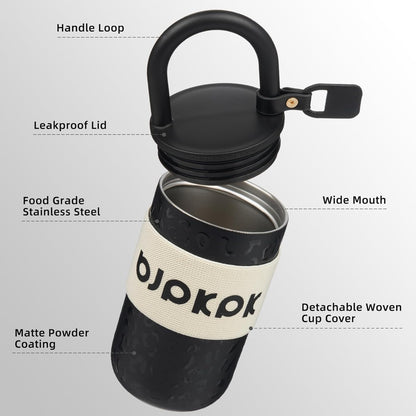 BJPKPK 13oz Insulated Stainless Steel Loop Tumbler With Lid And Handle Travel Coffee Mug Thermal Cup,Latte