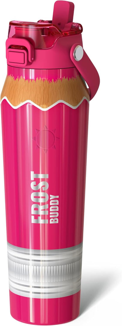 Frost Buddy 24oz Insulated Water Bottle with Straw & Chug Lid | Leak-Proof Stainless Steel | 24-Hours Cold | Sweat-Proof, Cup Holder Friendly | Ideal for Gym, Travel, Sports & Everyday Hydration - Colors A