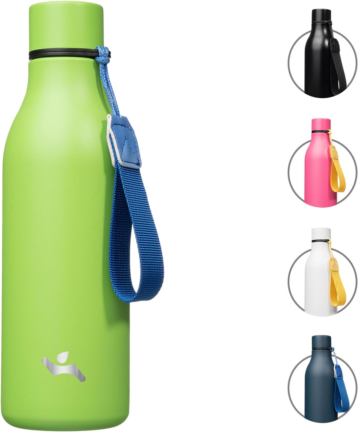 Konokyo Insulated Water Bottle with Strap,18 oz Double Wall Stainless Steel Vacuum Bottles Metal Water Flask,Macaron Green - Colors B