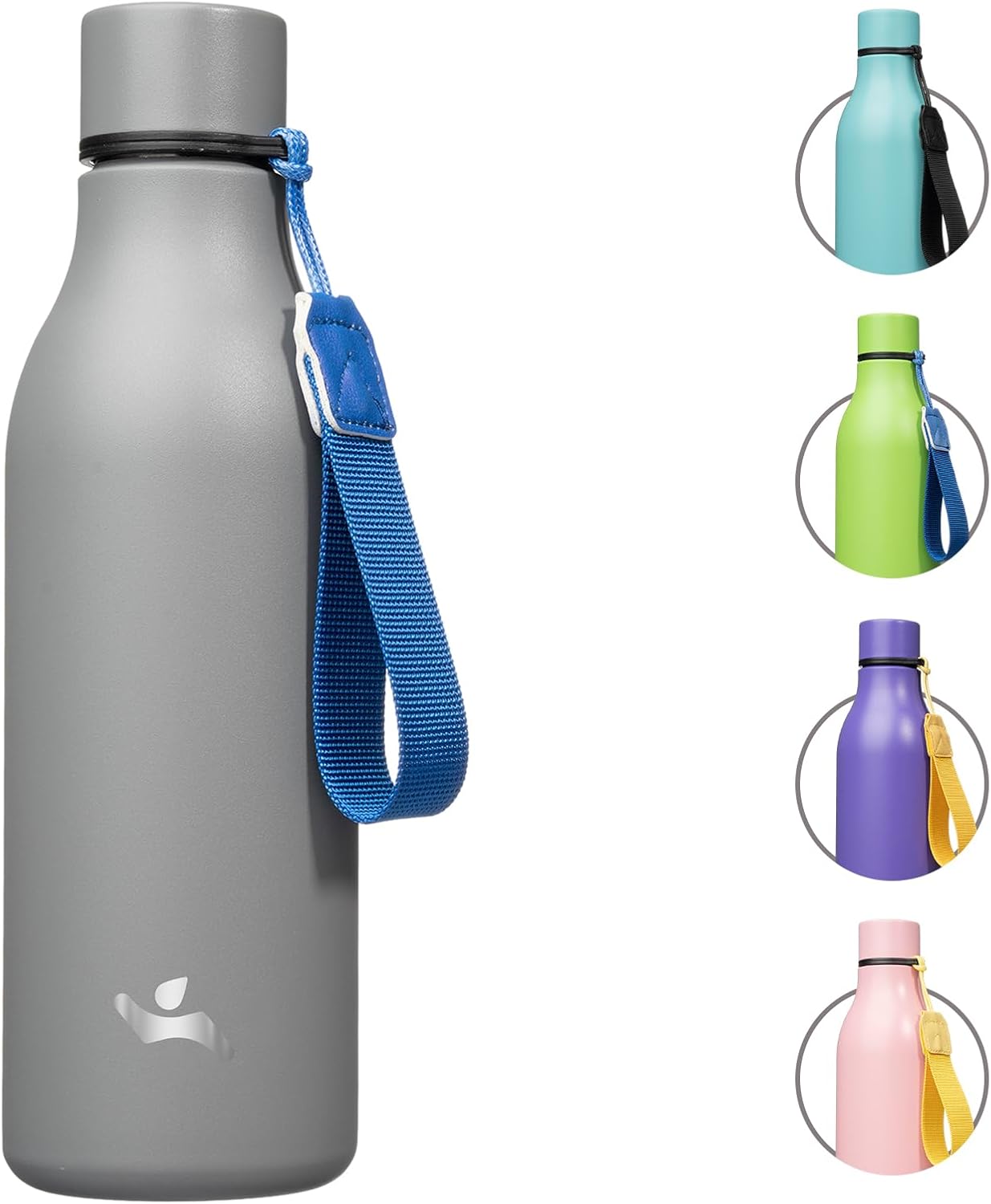 Konokyo Insulated Water Bottle with Strap,18 oz Double Wall Stainless Steel Vacuum Bottles Metal Water Flask,Macaron Green - Colors A