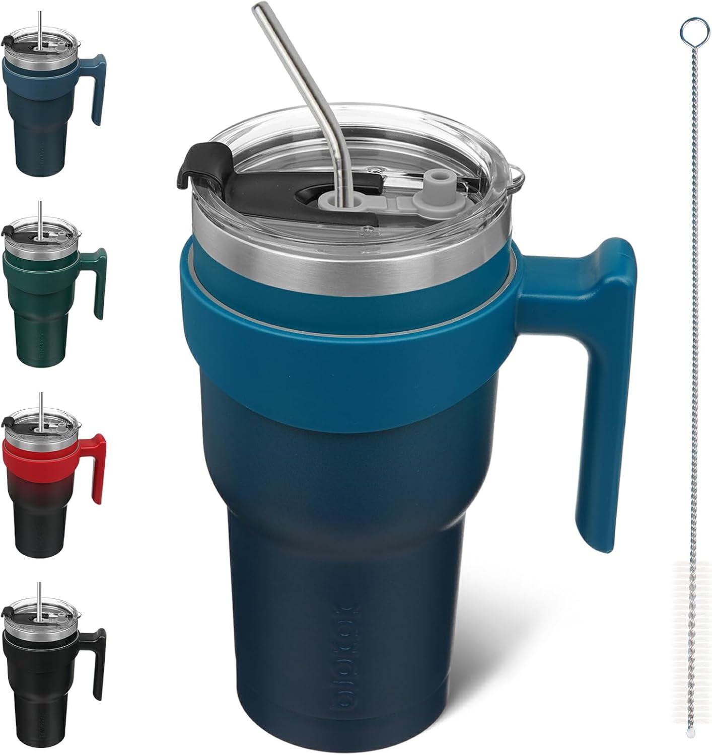 BJPKPK Tumbler With Handle And Straw Lid 40 oz Stainless Steel Insulated Coffee Tumbler Cups For Home, Office or Car,Turquoise