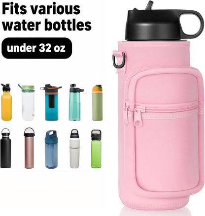 Water Bottle Holder with Strap, Insulated Crossbody Sling Bag, Carrier with Phone Pocket for Walking Hiking Camping Fishing