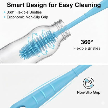2pcs Silicone Bottle Cleaning Brush Water Bottle Cleaner Brushes with Long Handle Bottles Brush Cleaner for Small Narrow Neck Containers Glassware Sports Bottles Vase