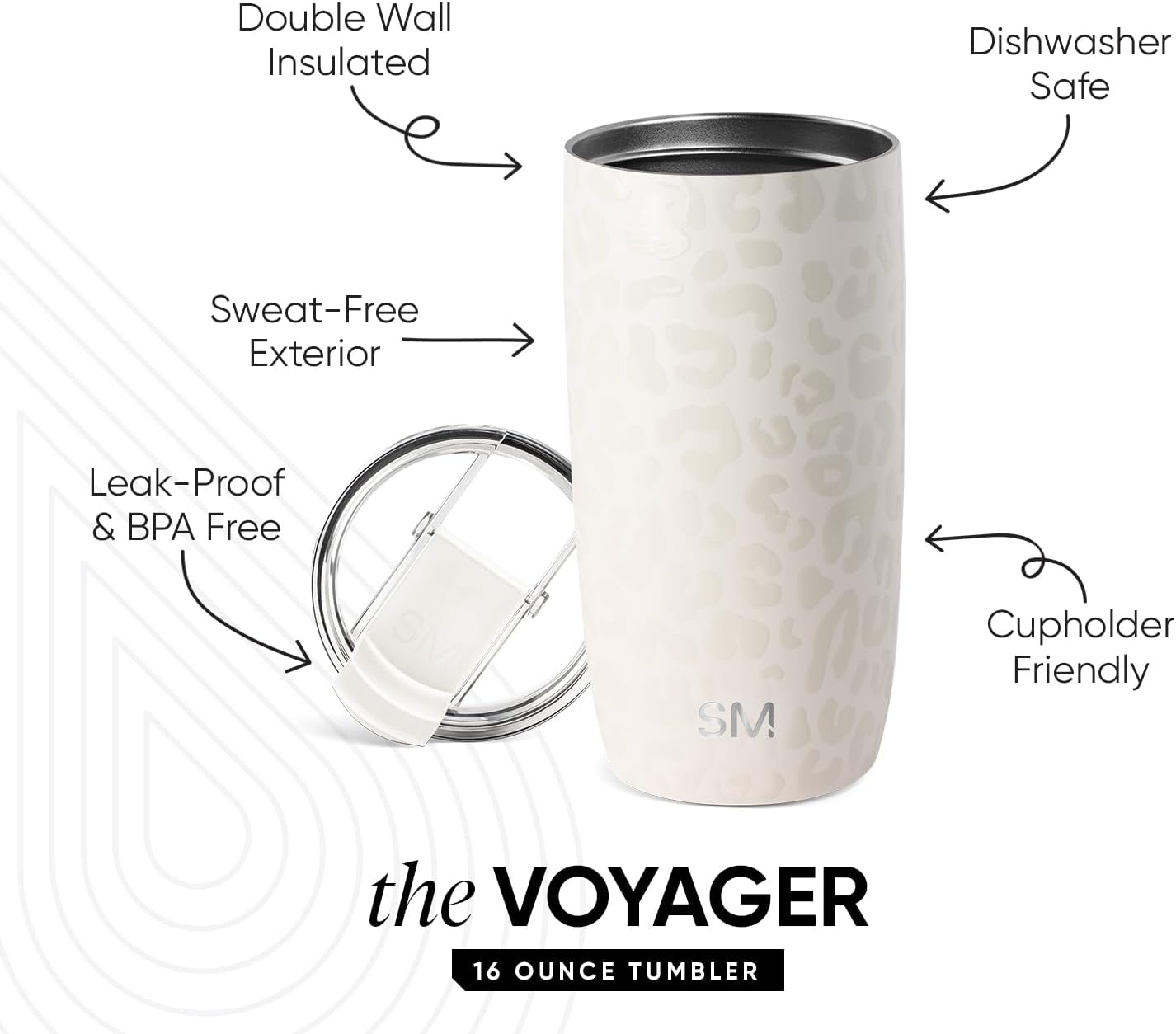 Simple Modern Voyager Tumbler with Flip Lid | Travel Coffee Mug | Insulated Stainless Steel Cold Brew Iced or Hot Coffee Cup | Gifts for Women Men Her Him | 16oz, Almond Birch