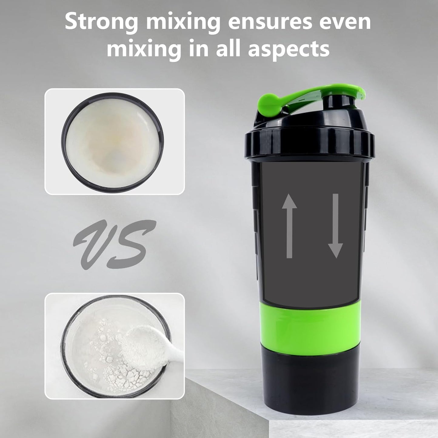 XTK Shaker Bottle 16OZ Protein Shaker Bottles with Mix Ball Sports Water Bottle Leak Proof GYM Cup for Protein Mixes with Powder Storage & Pill Organizer, Ideal for Pre Workout,BPA Free(black)