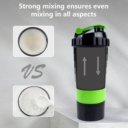 XTK Shaker Bottle 16OZ Protein Shaker Bottles with Mix Ball Sports Water Bottle Leak Proof GYM Cup for Protein Mixes with Powder Storage & Pill Organizer, Ideal for Pre Workout,BPA Free(black)