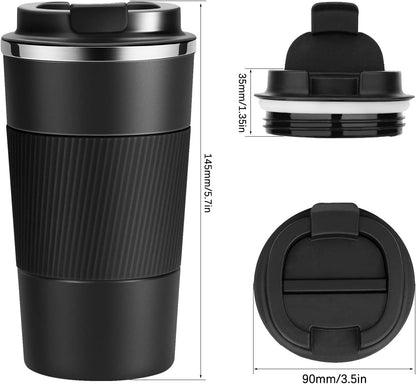 YINJOYI 12oz Travel Coffee Cups Insulated Tumbler Thermal Mug to Go with Lid Leak Proof Reusable Stainless Steel Coffee Mug Spill Proof for Hot and Iced Cold Drinks (Red, 380ml)