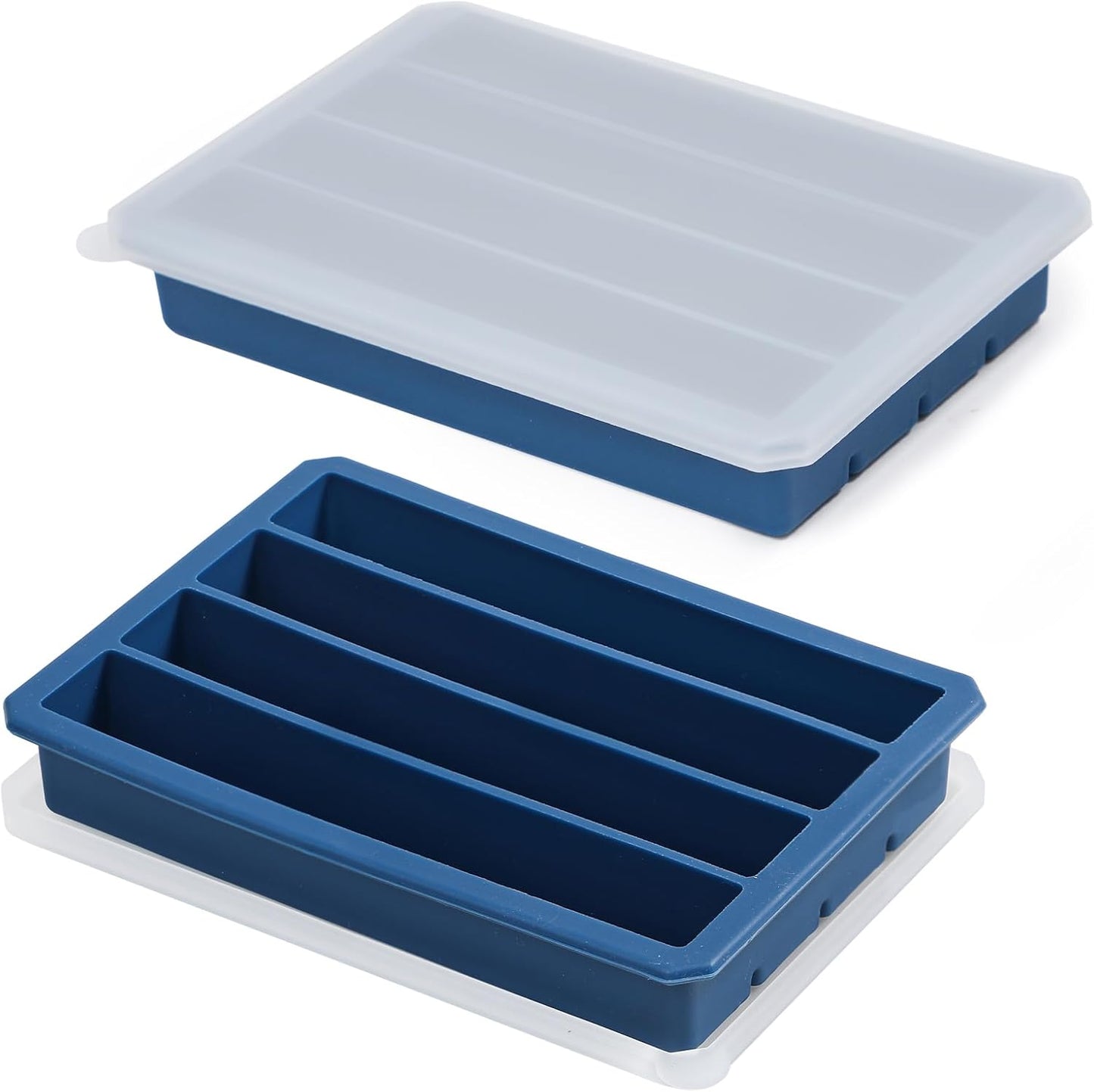 Webake Water Bottle Ice Cube Tray with Silicone Lids, 2 Pcs Long Ice Stick Molds - Stackable & Space-Saving, Perfect for Highball Drinks, Cocktail Parties & Sports Bottles