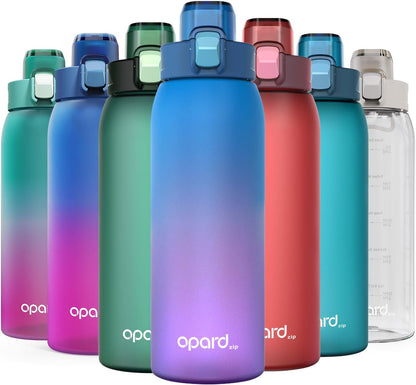 Opard Zip 32oz Plastic Water Bottle Dishwasher Safe, Leakproof Flip-Top Lid, BPA Free Tritan, Wide Mouth Reusable Sports Water Bottle for Gym Hiking Commuting Outdoor Travel and School