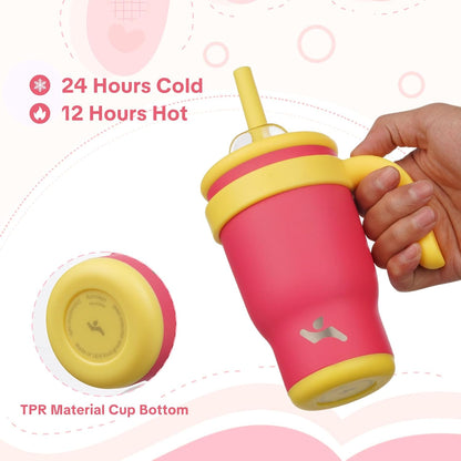 Konokyo 30 oz Tumbler with Side Handle, Insulated Water Bottle with Straw and 2 in 1 Lid, Stainless Steel Cup Travel Coffee Mug for Sports Office Gym,Purple