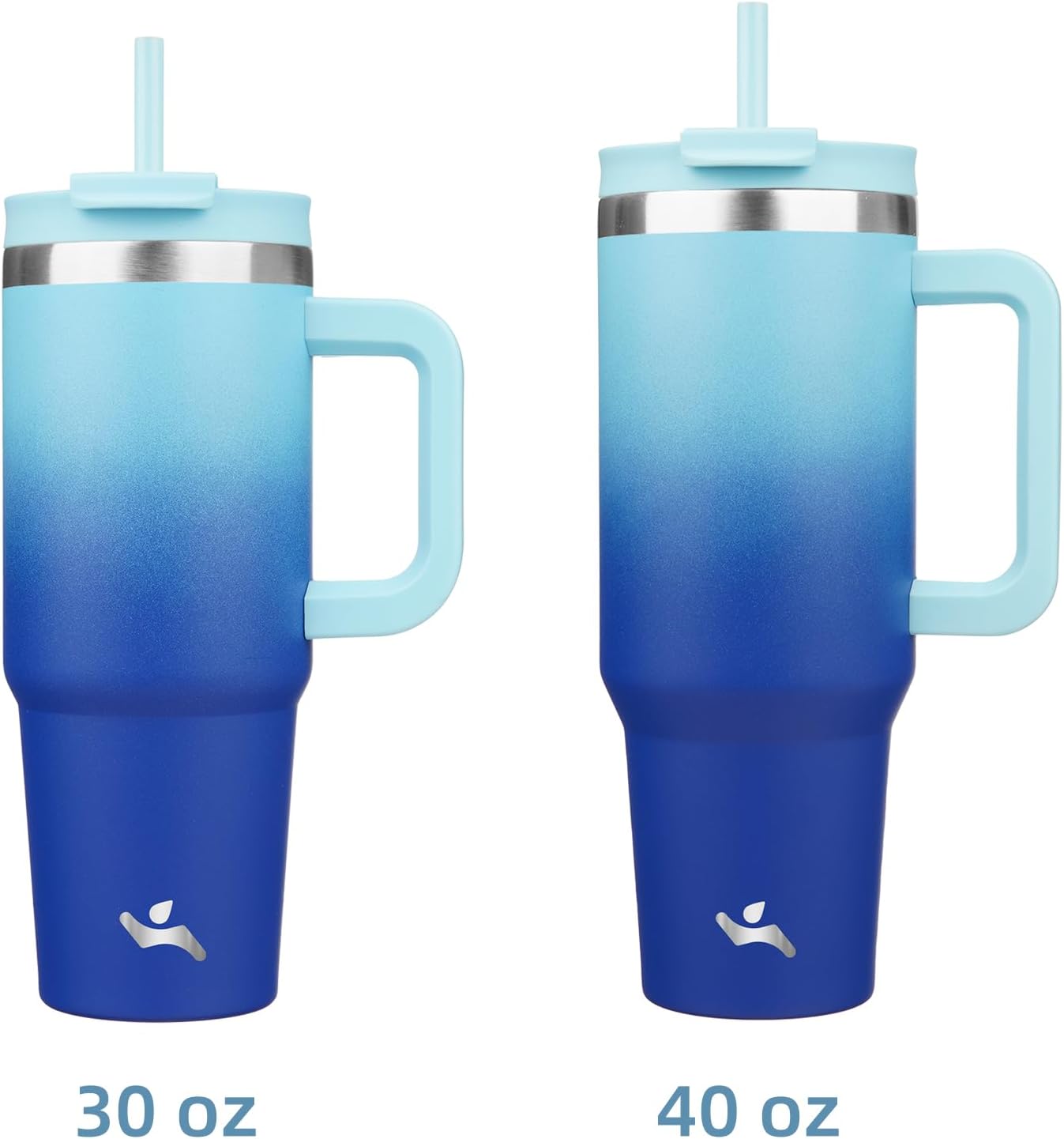 Konokyo 30 oz Tumbler with Handle and 2 Straws,2 in 1 Lid Insulated Water Bottle Stainless Steel Travel Coffee Mug,Sky
