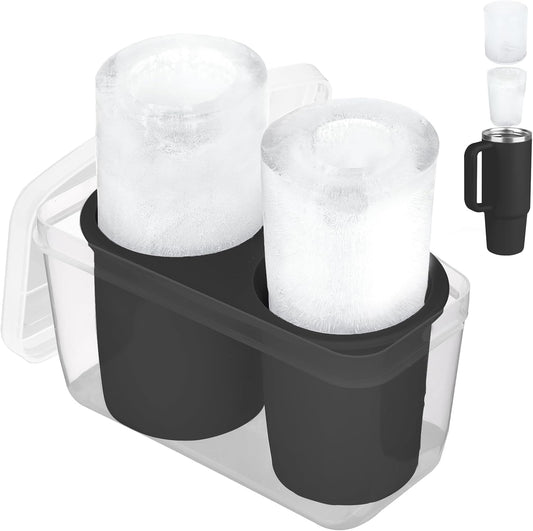Ice Mold for Stanley Cup, Silicone Ice Cube Tray for Stanley Cup 30oz-40oz, Tumbler Ice Mold with Lid and Bin, Easy Release Cylinder Ice Cube Mold, 1 Pack, Eucalyptus