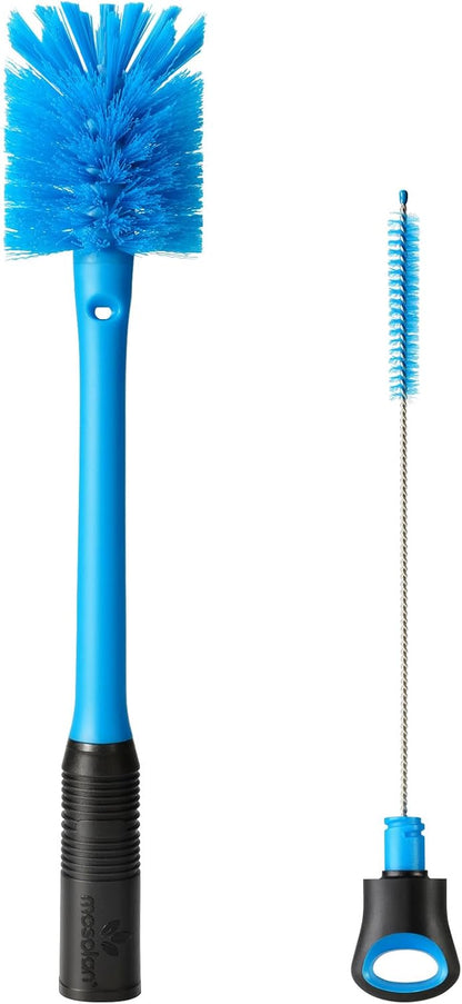 MOSOLAN 2-in-1 Water Bottle Brush and Straw Cleaner Brush, Long Handle Water Bottle Scrubbing Brush for Water Bottles, Glasswares, Mugs, Flasks, Tumblers and Kitchen Sink, Black, 1 Pack