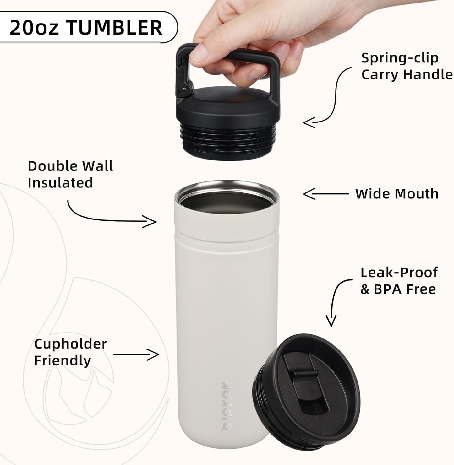 BJPKPK Insulated Water Bottle with 2 Lids,20 oz Double Wall Stainless Steel Vacuum Tumbler Travel Coffee Mug,Wide Mouth Thermal Cup,Haze Blue