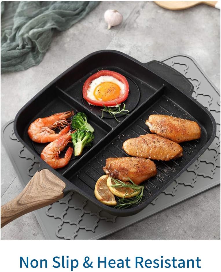 AMOAMI-Dish Drying Mats for Kitchen Counter-Silicone Dish Drying Mat-Kitchen Dish Drying Pad Heat Resistant Mat-Kitchen Gadgets Kitchen Accessories Kitchen Small Appliances(12" x 16", BLACK)