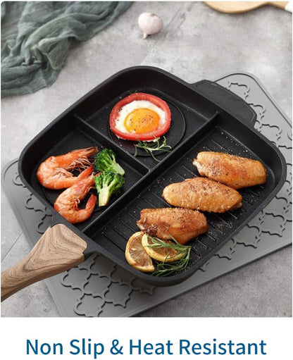 AMOAMI-Dish Drying Mats for Kitchen Counter-Silicone Dish Drying Mat-Kitchen Dish Drying Pad Heat Resistant Mat-Kitchen Gadgets Kitchen Accessories Kitchen Small Appliances(12" x 16", BLACK)