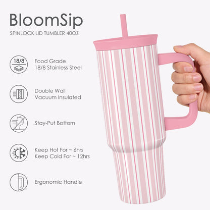 SANDJEST Pickleball Stainless Steel Locking Lid Silicone Straw Tumbler with Handle 40oz, Insulated Stainless Steel Travel Cup for Women Girls Friends Players, Gift Idea for Birthday Christmas