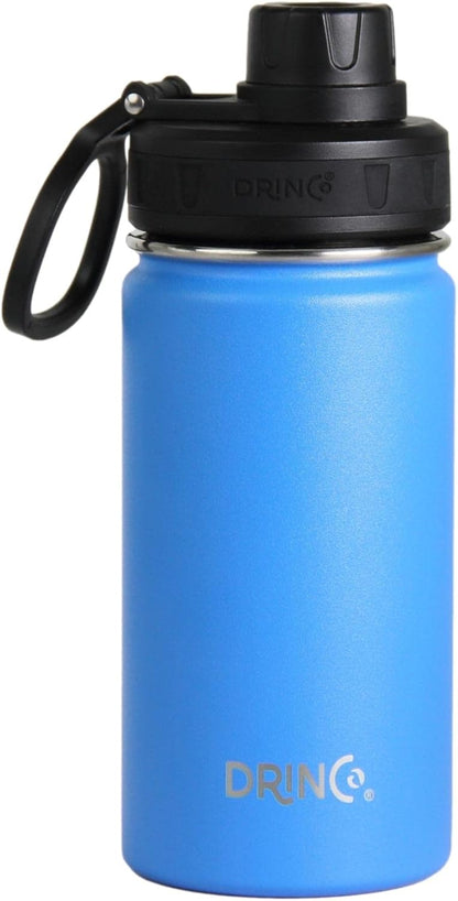 Drinco Stainless Steel Water Bottle Spout Lid Vacuum Insulated Double Wall Water Bottle Wide Mouth (40oz 32oz 22oz 18oz 14oz) Leak Proof Keep Cold Sport Camping Hiking (22 oz, 22oz Black)