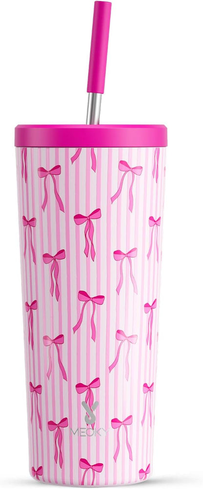 Meoky 24 oz Insulated Tumbler with Lid and Straw, Stainless Steel Vacuum Insulated Tumbler, Keeps Cold for 24 Hours, 100% Leak Proof, Fits in Car Cup Holder (Night)