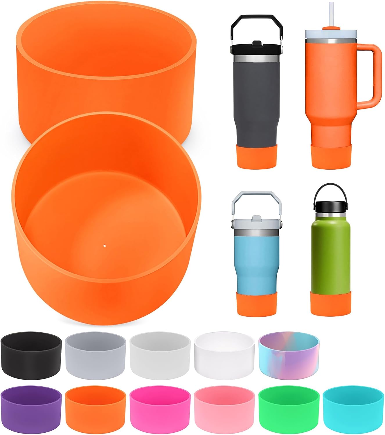 PICcircuit 2PCS for Stanley Boot, Silicone Bottom for Quencher Adventure 40oz 30oz IceFlow 20oz 30oz Bottle&for Hydroflask Tumbler 12-24oz for Stanley Cup Accessories Avoid Scratches&Noise