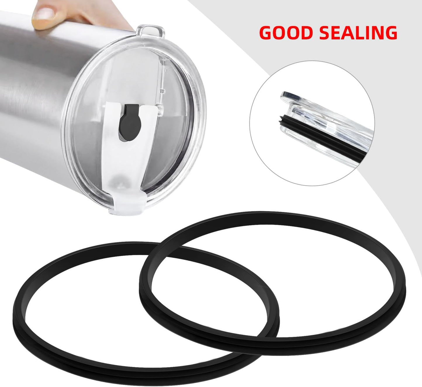 5 Pcs Black Replacement Lid Seal Gaskets,Rubber Seal Replacement Gasket for Lid forStainless Steel Insulated Tumbler Mugs (30oz)