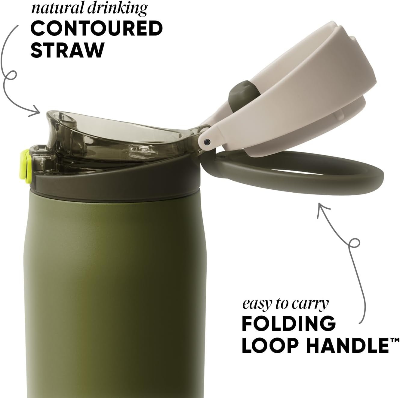 Simple Modern Mesa Loop Water Bottle with Covered Straw and Handle | 24oz Cup Holder Friendly Insulated Stainless Steel Bottles for Travel, Sports and School | Iris Sage - Colors B