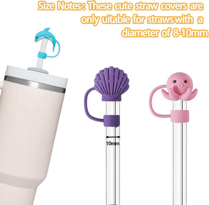LDKEDKF 11Pcs Straw Cover for Stanley Cup, Silicone Straw Topper for Stanley Cup 30&40oz with Tumblers, 10mm 0.4in Lid Accessories (Reusable)