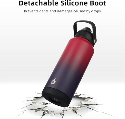 BJPKPK Insulated Water Bottle with Straw Lid, 18oz Thermo Water Bottles with Soft Nozzle, Flex Handle & Non-slip Boot, BPA Free Leak Proof Stainless Steel Metal Thermo, Tumblers, Cups,Sea Salt