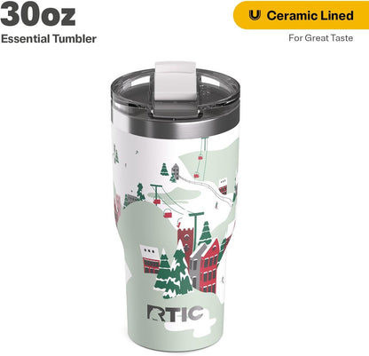 RTIC 20oz Essential Tumbler with Lid, Ceramic Lined, Insulated, Stainless Steel, Metal, Double Wall Vacuum-Insulation, Travel Cup for Iced Coffee, Tea, Hot and Cold Drink, Graphite