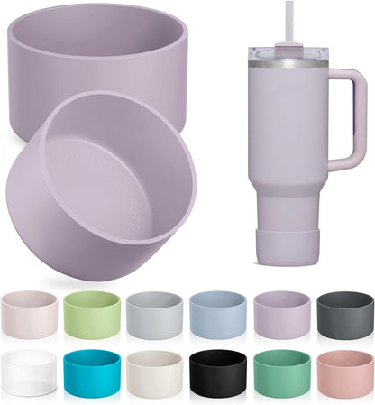 KTKUDY 2-Pack Silicone Boot for Stanley Tumbler 40 30 20 oz & Intended for Hydro Flask 12-24 oz - Cup Boot fit Select Yeti, Simple Modern, Owala Water Bottle - Bottom Cover Accessories Fit Stanley Cup