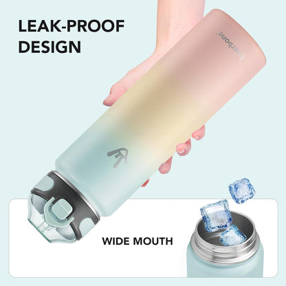Enerbone 24 oz Insulated Water Bottle, Stainless Steel Bottle with Carrying Strap, Double-Wall Vacuum Insulation Design, Leakproof Sports Bottle with Straw, Keep Drinks Cold or Hot for Hours