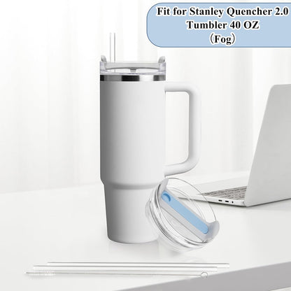 40oz Tumbler Lid Compatible for Stanley, 2 Pack Replacement Tumbler Lids Fit for Stanley Quencher 2.0 Tumbler 40 OZ, with Straws and Cleaning Brush (Orchid)