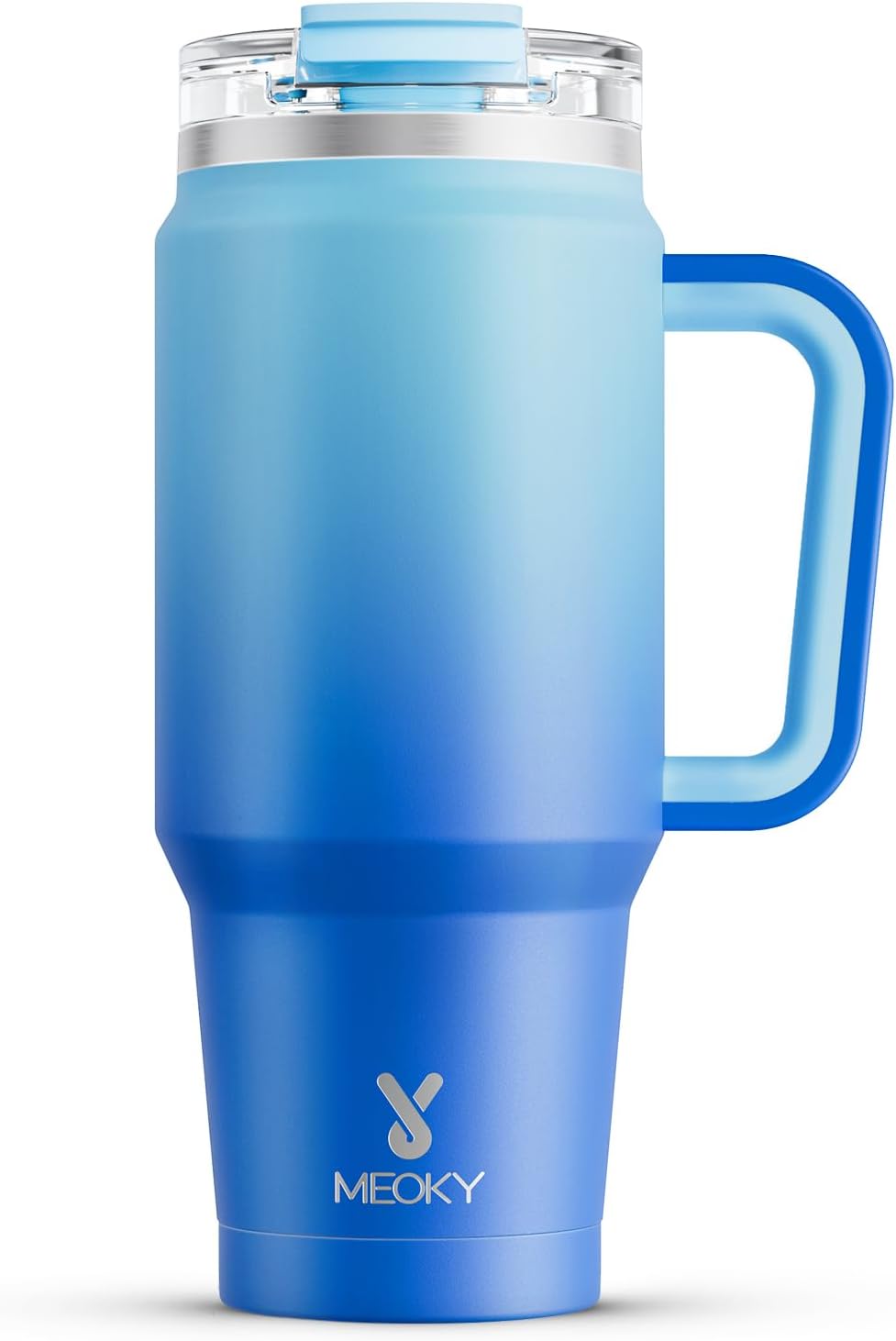 Meoky 32 oz Tumbler with Handle, Insulated Tumbler with Lid and Straw, Stainless Steel Travel Mug, Keeps Cold for 24 Hours, 100% Leak Proof, Fits in Car Cup Holder (Night)