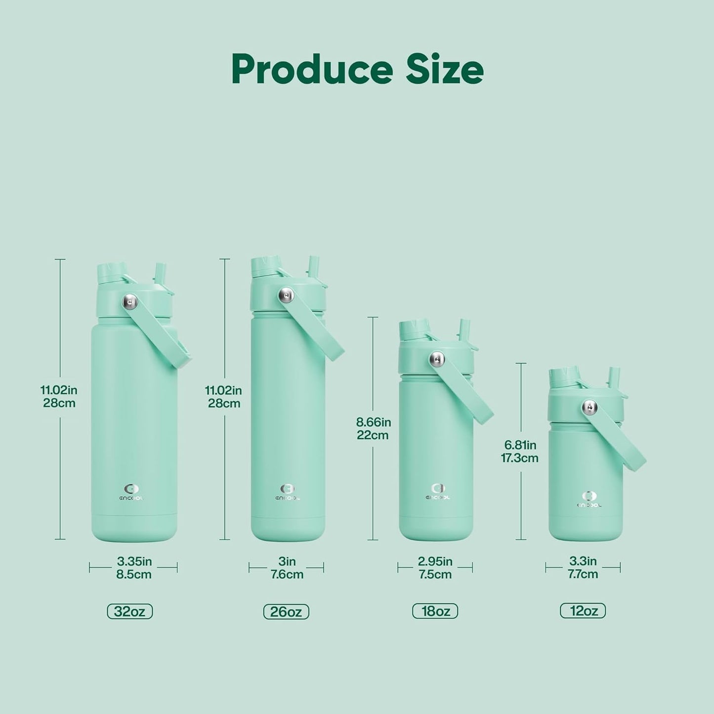 ENCOOL Insulated Water Bottle with Straw Stainless Steel Water Bottle, Leak-Proof, BPA-Free, Double Wall Vacuum Keeps Cold for 24 Hours for Sports, Travel, School (26 oz, Cotton Candy) - Colors A