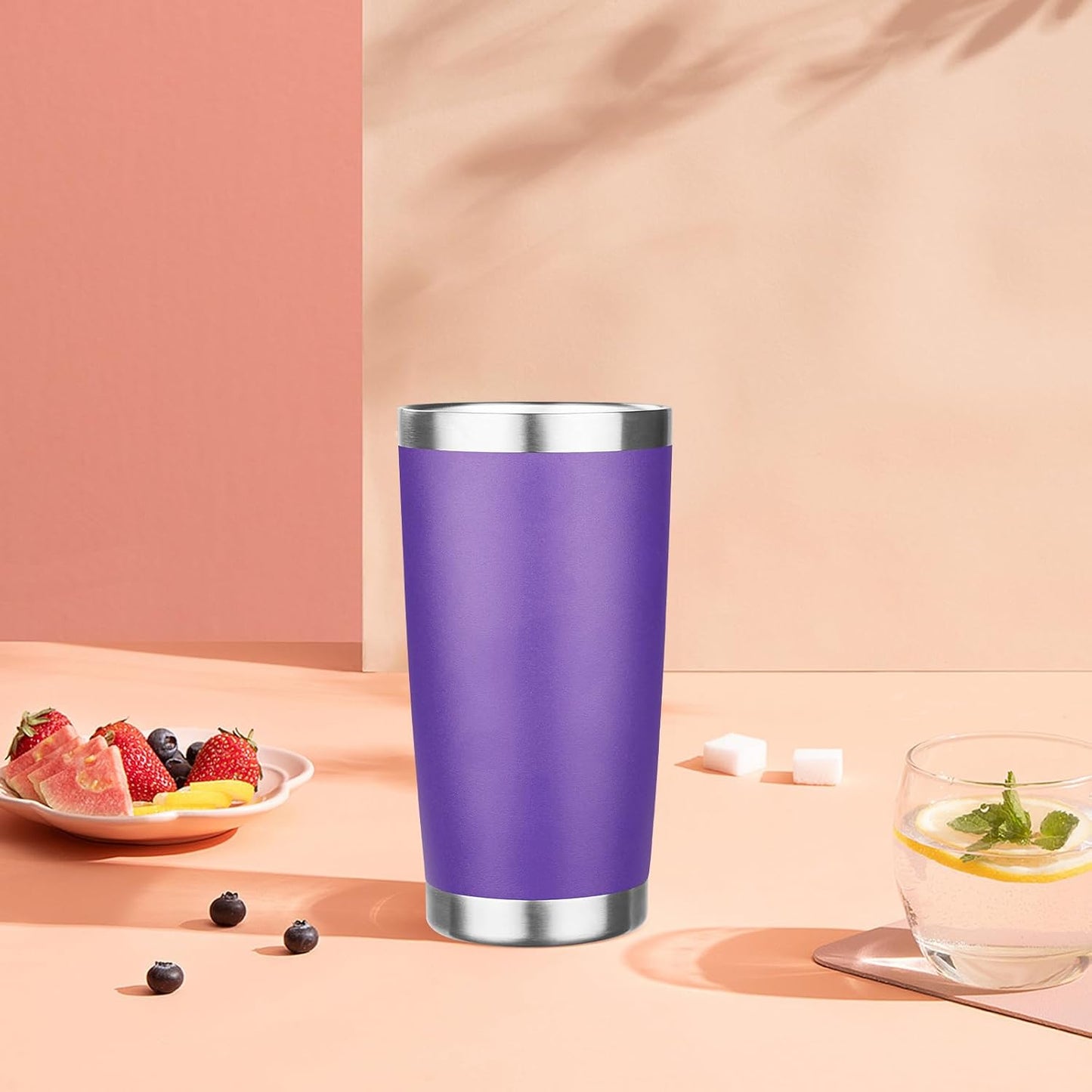 20oz Tumbler with Lid Stainless Steel Insulated Tumblers Travel Coffee Tumbler Bulk Double Wall Vacuum Insulated Water Cup Gifts for Christmas Women Men Her Him Home Office(Navy Blue, 1pack)