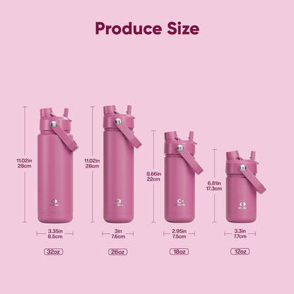 ENCOOL Insulated Water Bottle with Straw Stainless Steel Water Bottle, Leak-Proof, BPA-Free, Double Wall Vacuum Keeps Cold for 24 Hours for Sports, Travel, School (26 oz, Cotton Candy) - Colors C