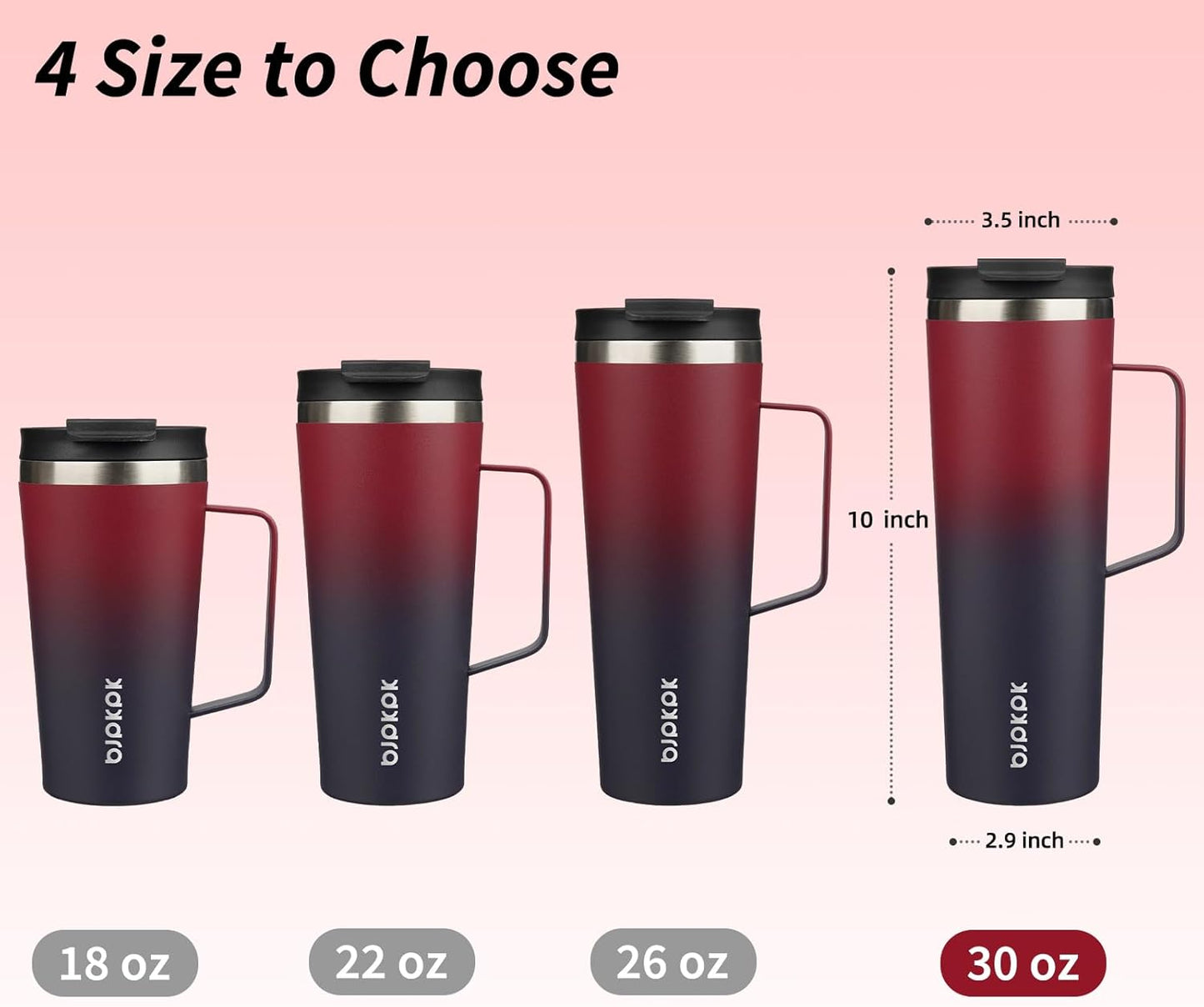 BJPKPK Insulated Tumbler with Handle, 18oz Insulated Tumblers with Lid and Straw, Stainless Steel Metal Water Bottles, Coffee Travel Mugs, Cups, Marshmallow