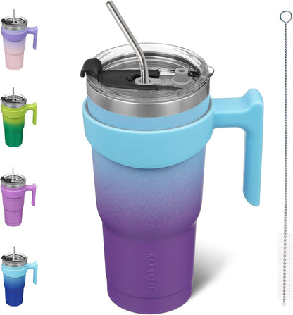 BJPKPK Tumbler With Handle And Straw Lid 40 oz Stainless Steel Insulated Coffee Tumbler Cups For Home, Office or Car,Turquoise