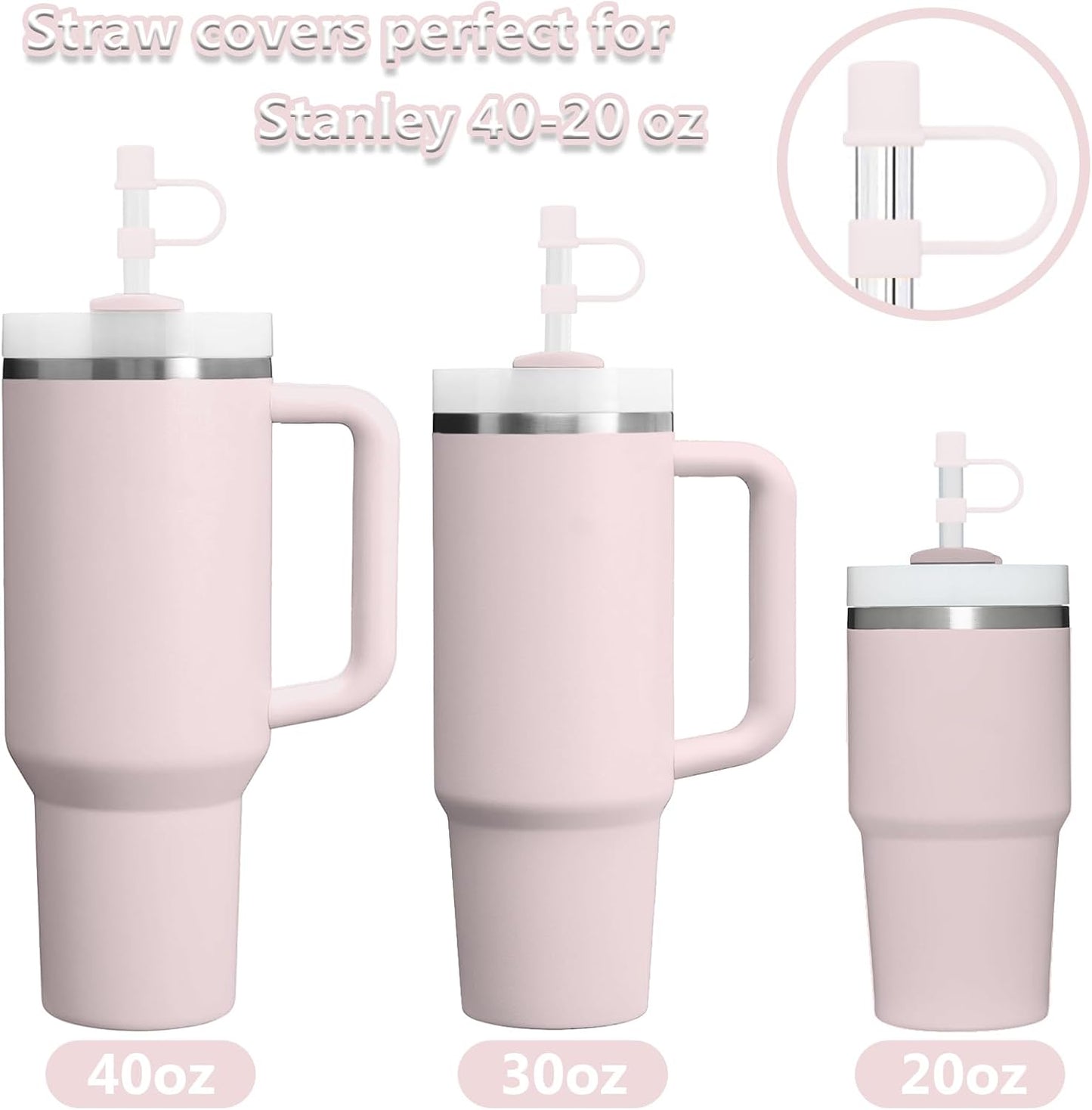 6PCS Silicone Straw Covers Cap Compatible with Stanley Cup 30-40 oz Tumbler with Handle 10mm Straw Toppers，Dust-Proof Reusable Straw Cover for Stanley Cup Accessories (Black)