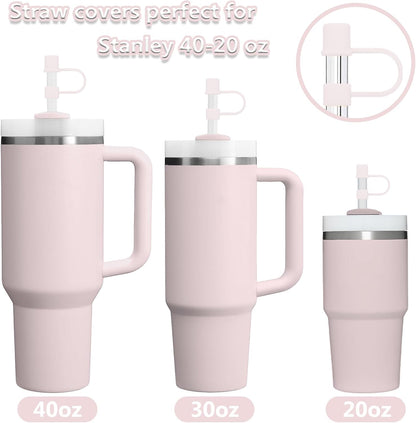 6PCS Silicone Straw Covers Cap Compatible with Stanley Cup 30-40 oz Tumbler with Handle 10mm Straw Toppers，Dust-Proof Reusable Straw Cover for Stanley Cup Accessories (Black)