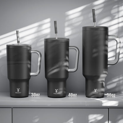 Meoky 40 oz Tumbler with Handle and Straw: Stainless Steel Insulated Tumbler with Lid and Straw - 100% Leak Proof Tumbler for Car Cup Holders - Travelers Commuters Workers, Donut