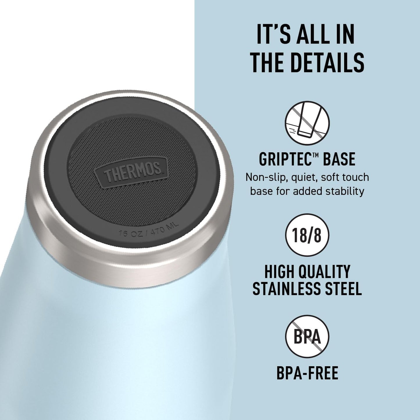 THERMOS ICON SERIES, Stainless Steel Tumbler, Matte Stainless Steel, 16 oz